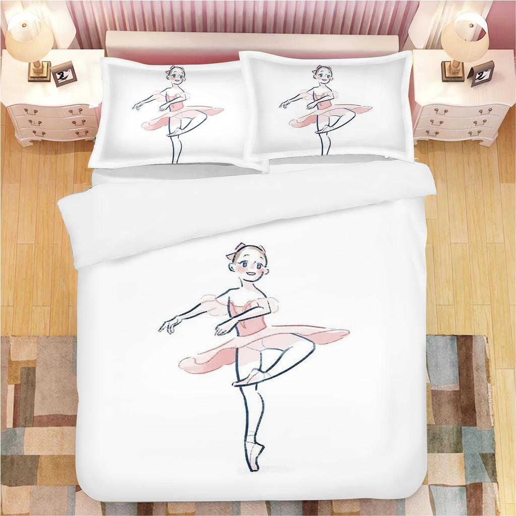 2/3-Pcs Ballet Girl Printed Down Duvet Cover, Various Sizes Of Bedding Decoration, Soft And Machine Washable