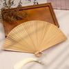 1Pc Folding Fan Handmade With Tassels Handcraft New Year's Gift Vintage Bamboo Chinese Style Solid Color