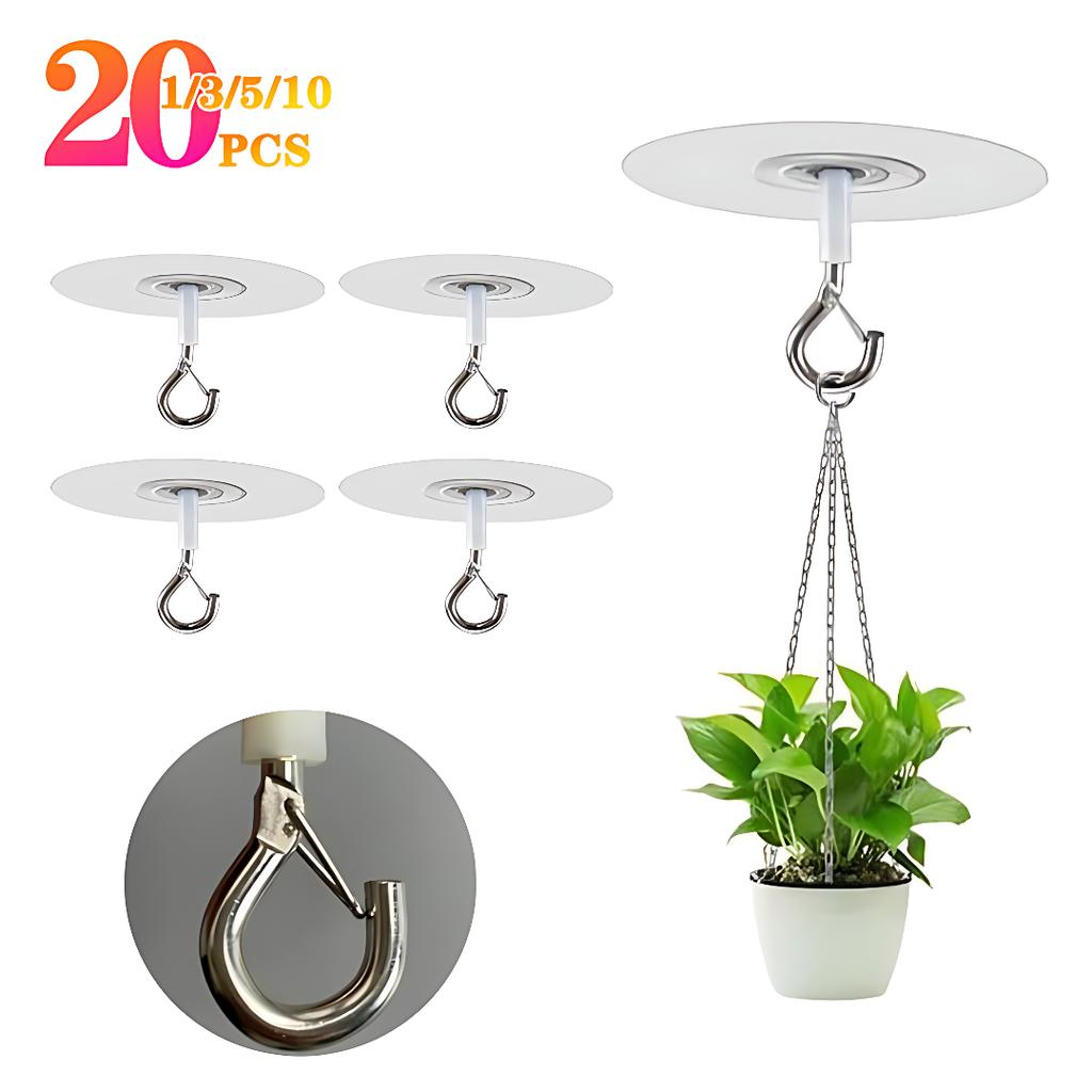 1-20PCS Adhesive Hooks Ceiling Strong Bearing Sticky Rack Kitchen Wall Key Hangers for Hanging Plant Wind Chimes Lights
