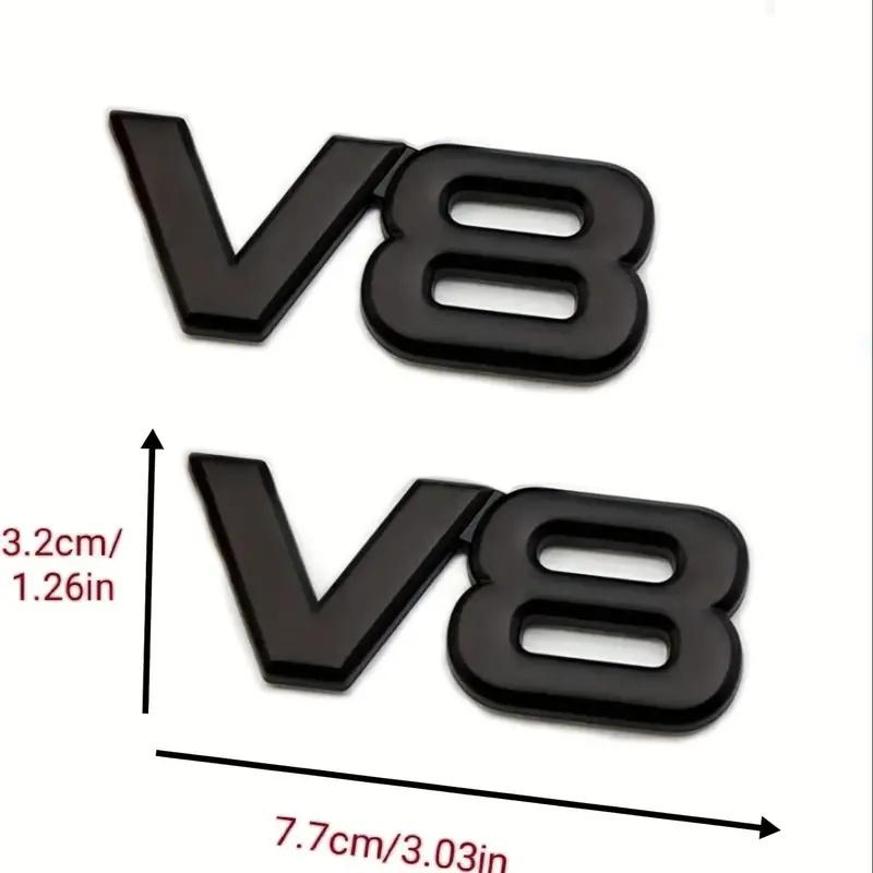 wert-gijn-Metal 3D V8 Engine Displacement Trunk Rear Car Badge Decal Emblem Sticker Auto Styling For TOYOTA VW BENZ BWM VOLVO JEEP AUDI120000