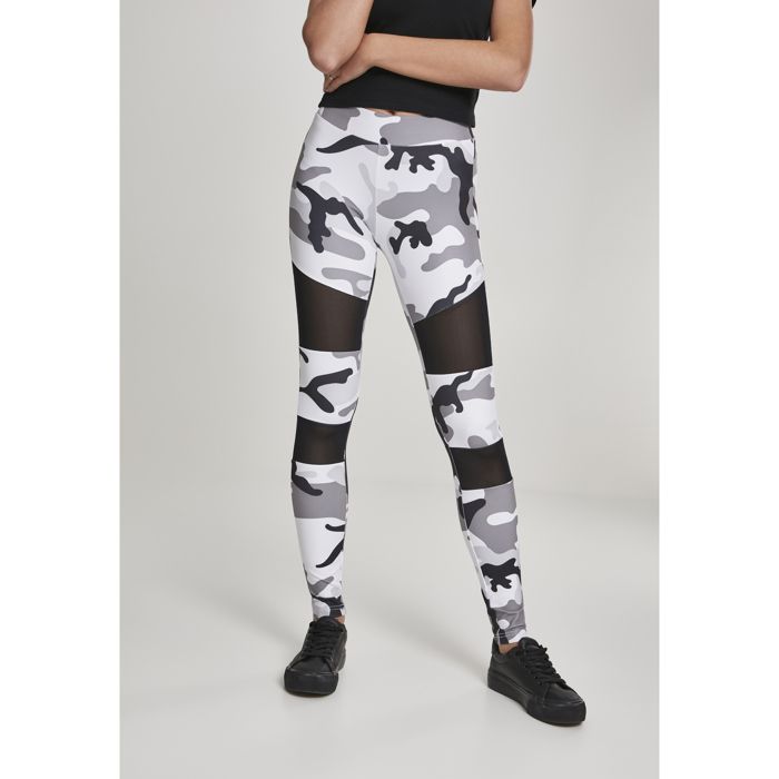 Legging femme - URBAN CLASSICS - Urban Classic mesh - Taille haute - Ajustée - Noir/Rouge