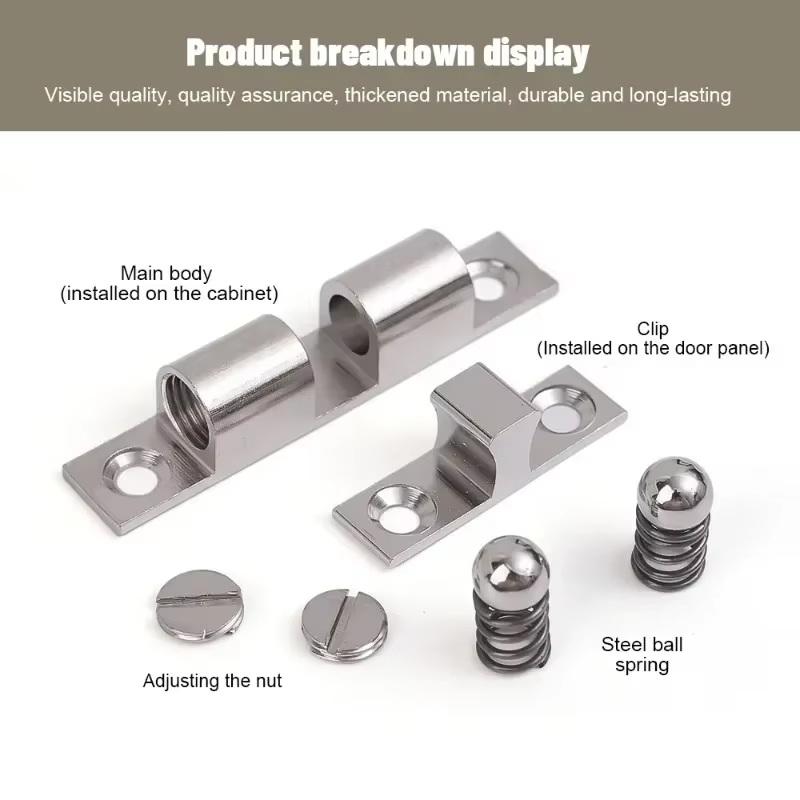 Double Ball Spring Cabinet Lock Adjustable Tension Door Latch Buckle Heavy Duty for Closet Drawer Kitchen Bathroom Furniture