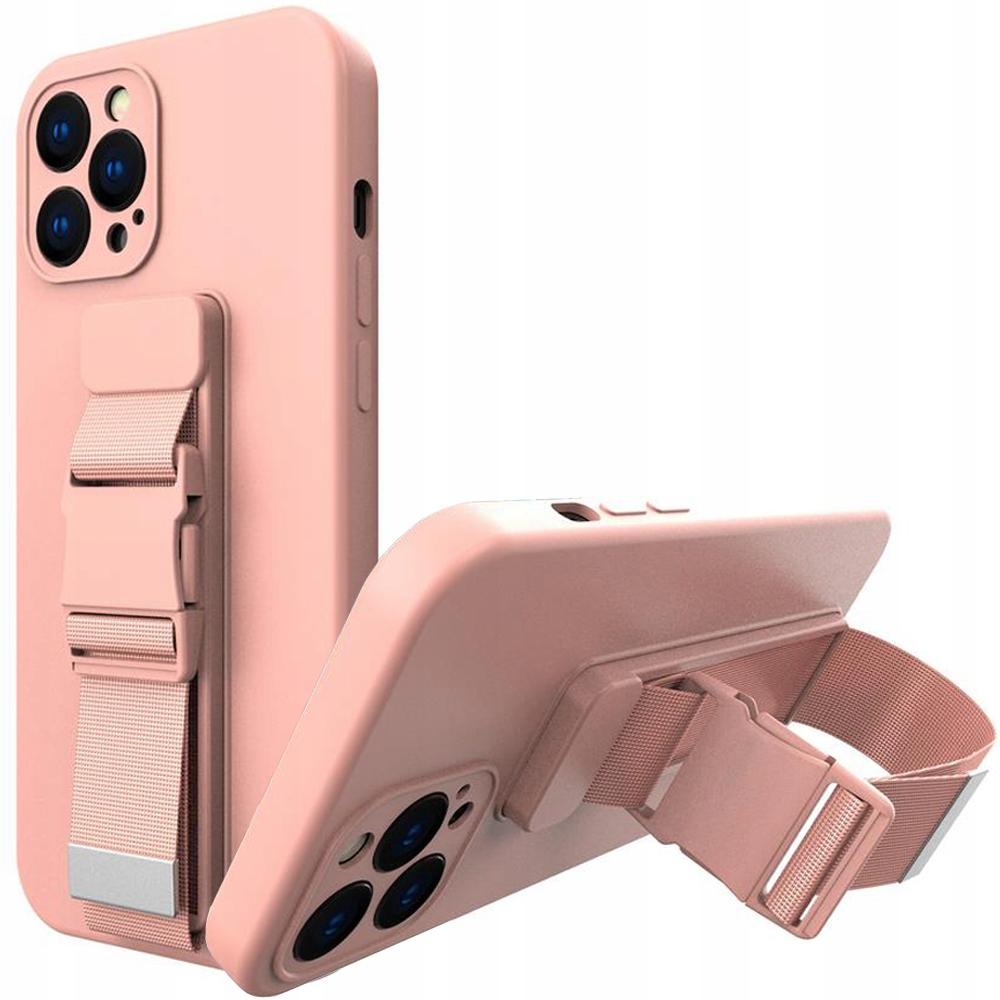 Rope Case Silikonowe Etui Ze Smyczą Torebka Smycz Pasek Do Samsung Galaxy A13 5G Różowy