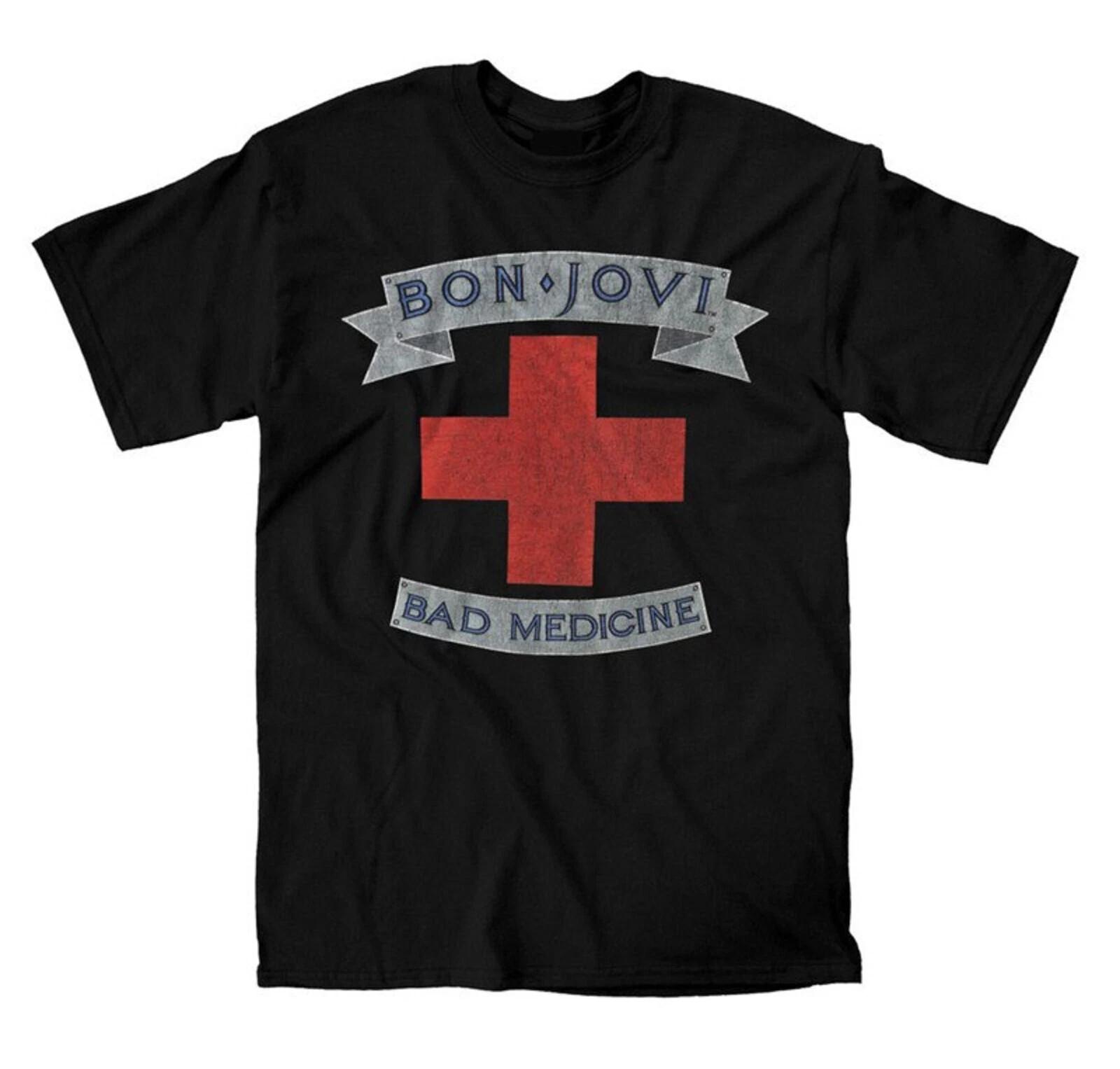 BON JOVI cd lgo New Jersey BAD MEDICINE Official SHIRT SMALL New 2XL