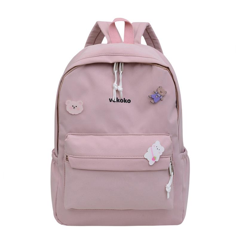 

Корейская версия ins женский простой рюкзак большой вместимости 2024 осень новый однотонный нейлоновый плечевой рюкзак через плечо розовый