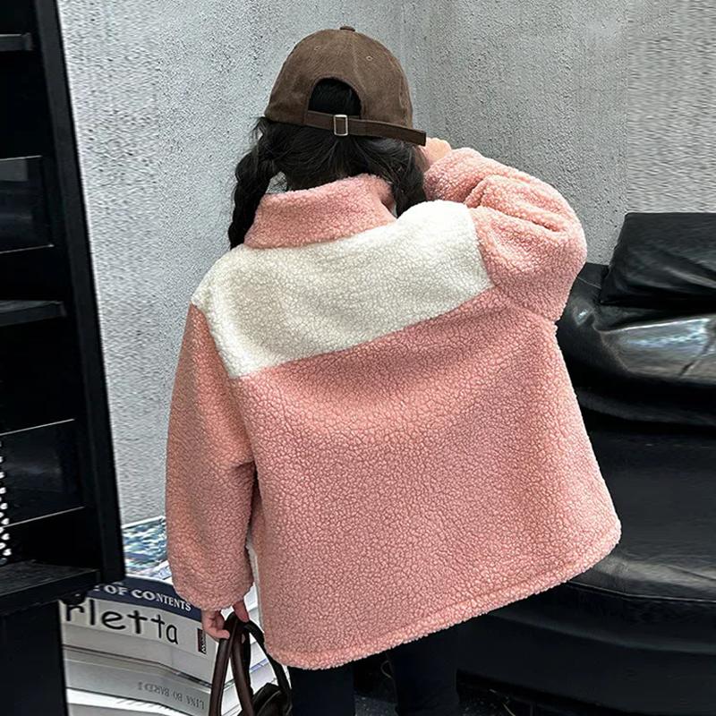 Lammwolle Warme Jacken für Mädchen Kinder Herbst Winter Oberbekleidung Kinder Plus Samt Mäntel Teenager Mode Gepolsterte Kleidung