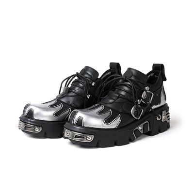 Punk Style Women Shoes Lace-up Heel Height 6CM Platform Shoes Woman Gothic Ankle Boots Metal Decor Woman Sneakers