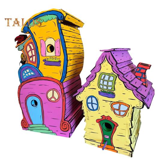 

Деревянный скворечник ручной работы, уличный подвесной домик для птиц, домик для колибри, скворечник для украшения сада на открытом воздухе 2pcs