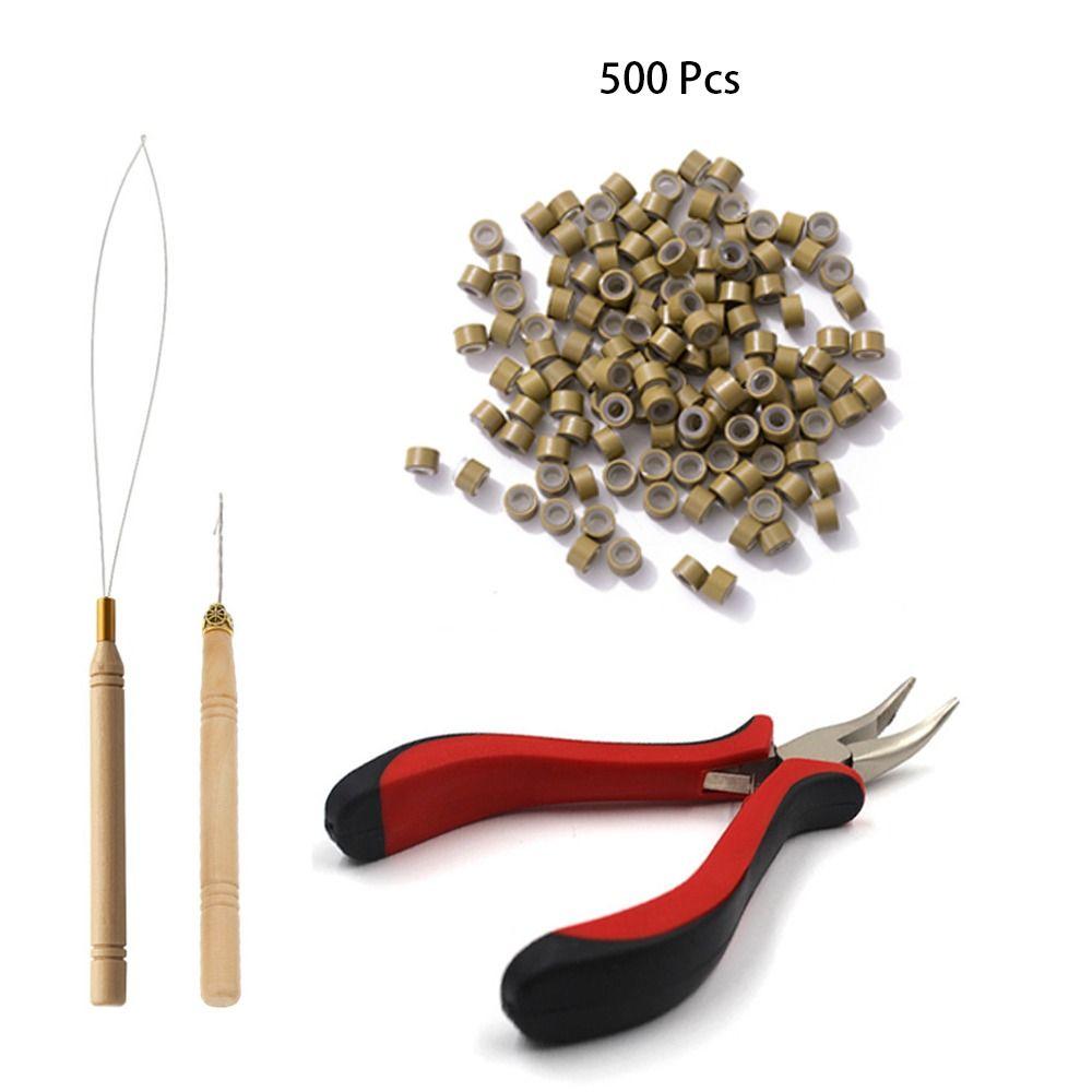 Crochet Hook Hair Extensions Tools Kit Pulling Needle Micro Beads Plier for Hair Extensions