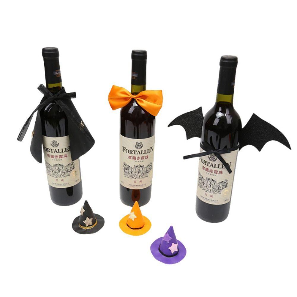 6pcs Handmade Halloween Wine Bottle Topper Cloth Wine Cap Wine Bottle Covers  Venue Layout Props