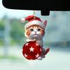 Christmas Creative Cat Car Pendant Car Acrylic Pendant Cute Cat 2D Flat Car Charm Cute Cat Car Acrylic Pendant Christmas Tree