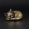1PC Brass Kitty Ornament - Office Desktop Ornament with Bored Retro Tea Pet Brass Decorative Pendant Multi-style Statue