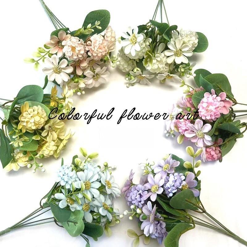 Neue Produkte zur Blumenkunst: Gefälschte Blumen Simulierte Blumen Bunte Ball Chrysanthemen Rosen Hause Wohnzimmer Dekoration Seidenblumen Künstliche Bouquet