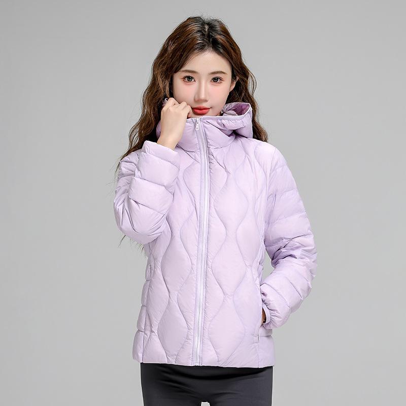 Light Down Jacket Women's Autumn and Winter Thin New Hooded Gourd Pressing Line Women's Stand-up Collar Jacket Winter Clothing