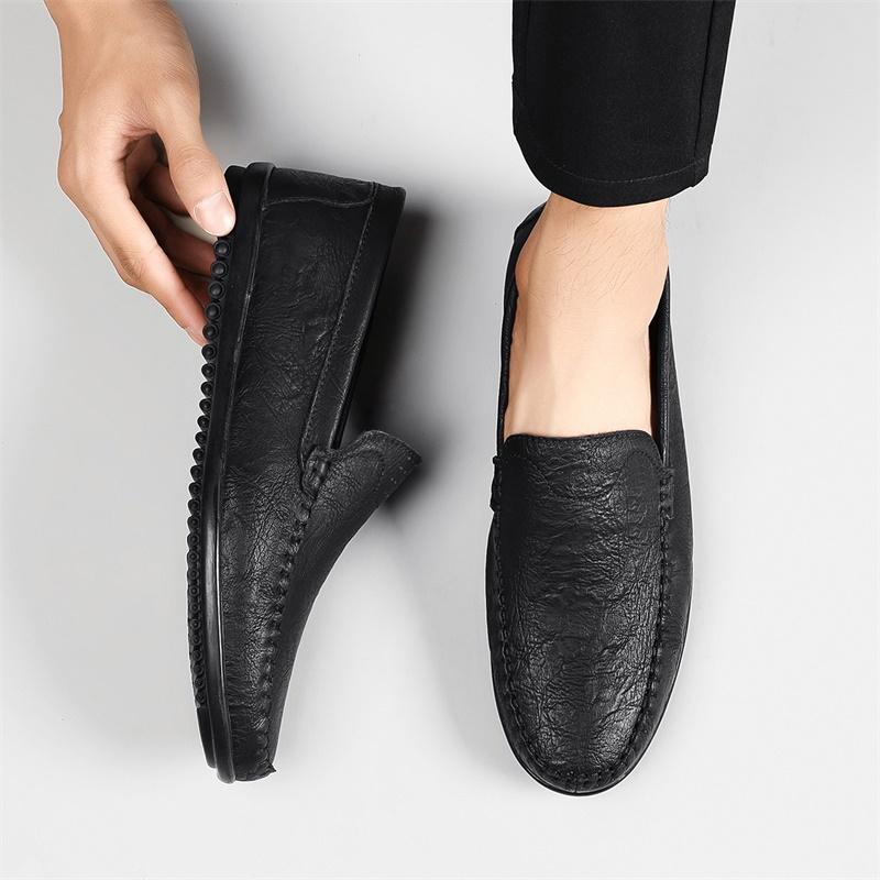 Mens Loafer Genuine Cow Leather Dress Shoes Natural Breathable Moccasins Leisure Shoe Luxury Brand Moccasins Retro Italian Shoes