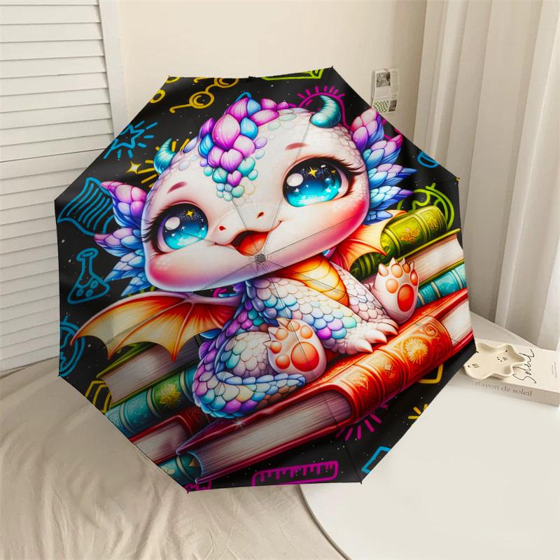 1pc Dragon Books Pattern Umbrella Design Automatic Opening and Closing Umbrella, High-quality Travel Umbrella,  C1128138