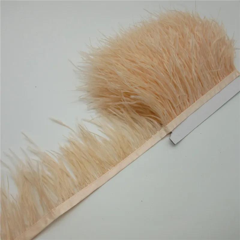 

10 ярдов натуральная лента из страусиных перьев, длина 8-10 см, отделка перьями, бахрома, DIY костюмы, шитье, аксессуары для одежды 5 Yards шампанского