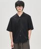 PRAIRIE Linen Open Collar Short Sleeve Shirt (Black)