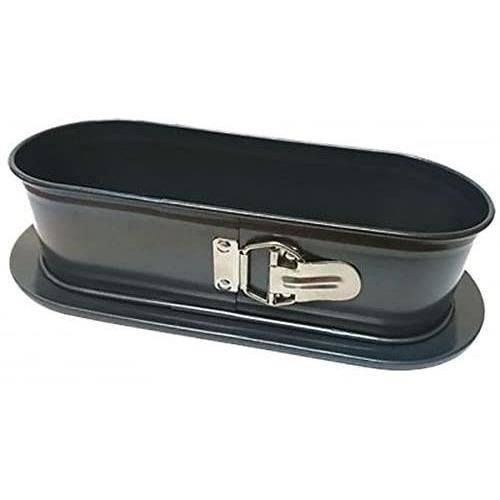 Moule à charnières ovale - BAUMALU - 31x12x8 cm - Acier revêtu Carbon steel 0,8 mm - Antiadhérent anthracite