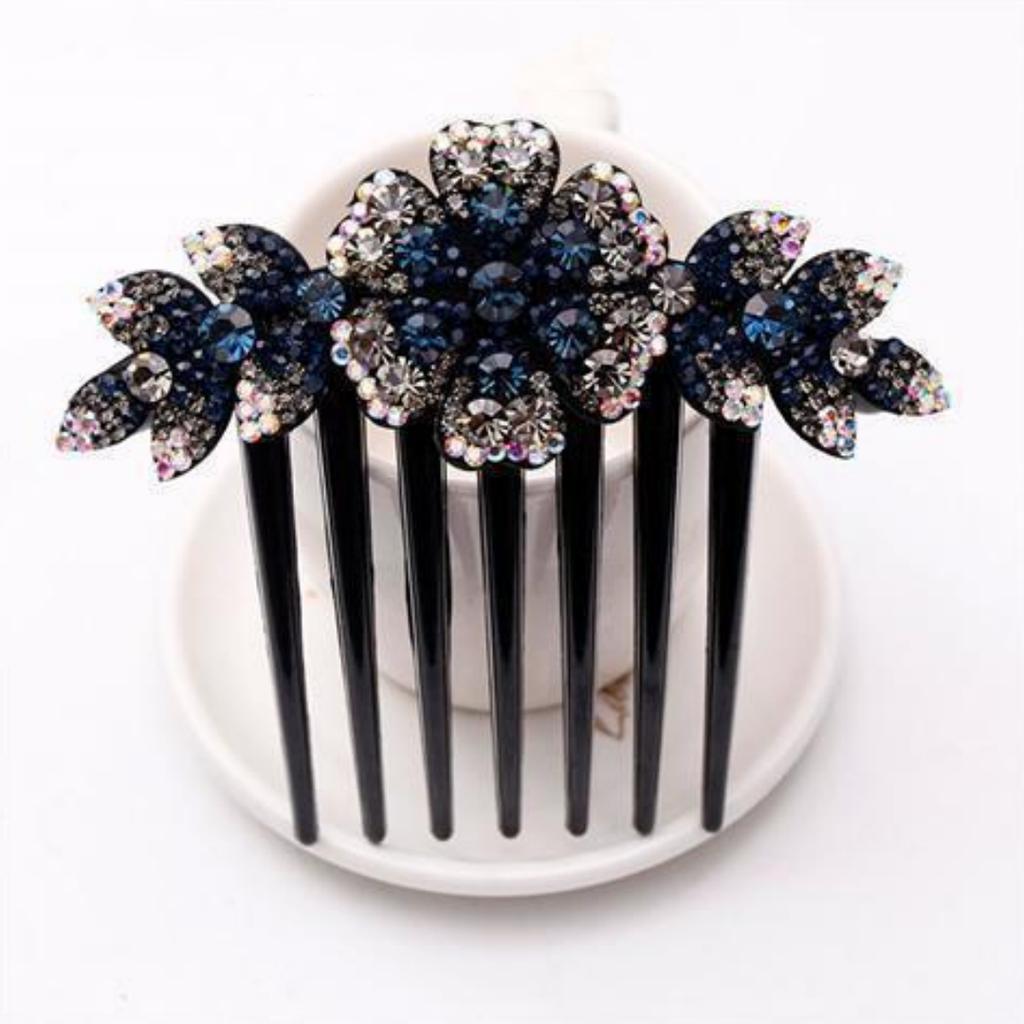 Women Fashion Flower Hairpins Hairclips Hair Fork Hair Combs Clip Diamond Flower Hair Comb