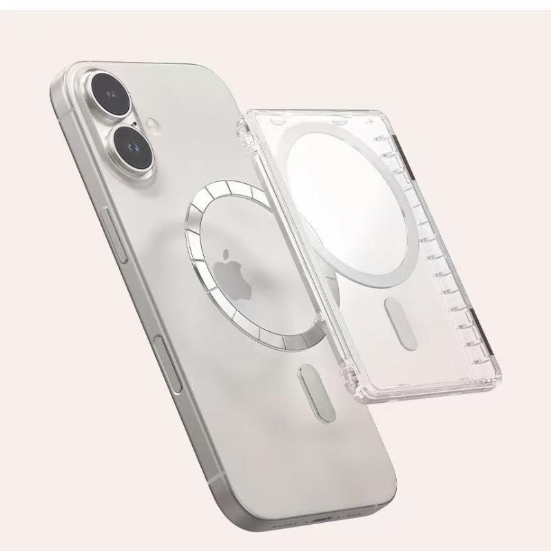 Für Telefon Magsafe Transparente Hülle Magnetischer Ständer Halter Geldbörse 2 Kartenfächer Doppelter Starker Magnet Stoßfeste Handyhülle
