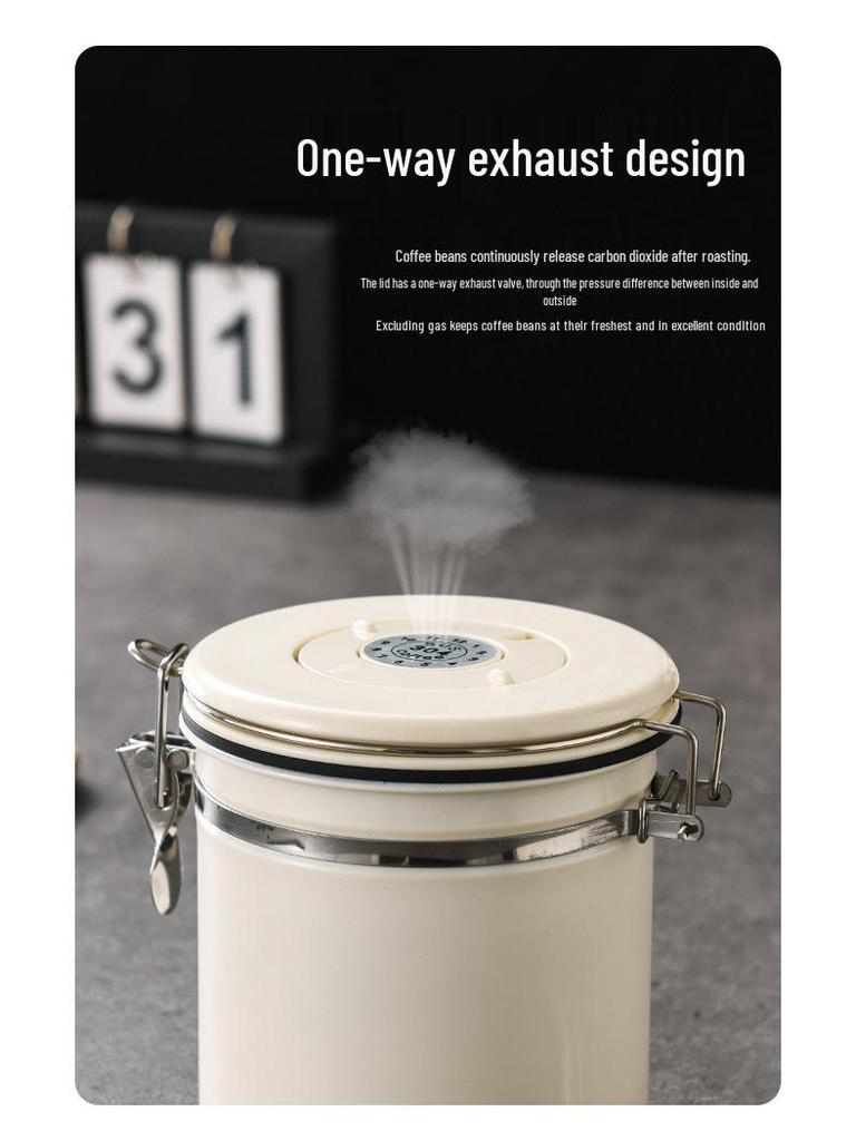 304 Stainless Steel Coffee Storage Can with Vent Valve, Sealed for Freshness