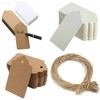 100Pcs Multi-purpose with Strings Kraft Paper Hanging Tags Blank DIY Packaging Label Cardboard Garment Labels Wedding