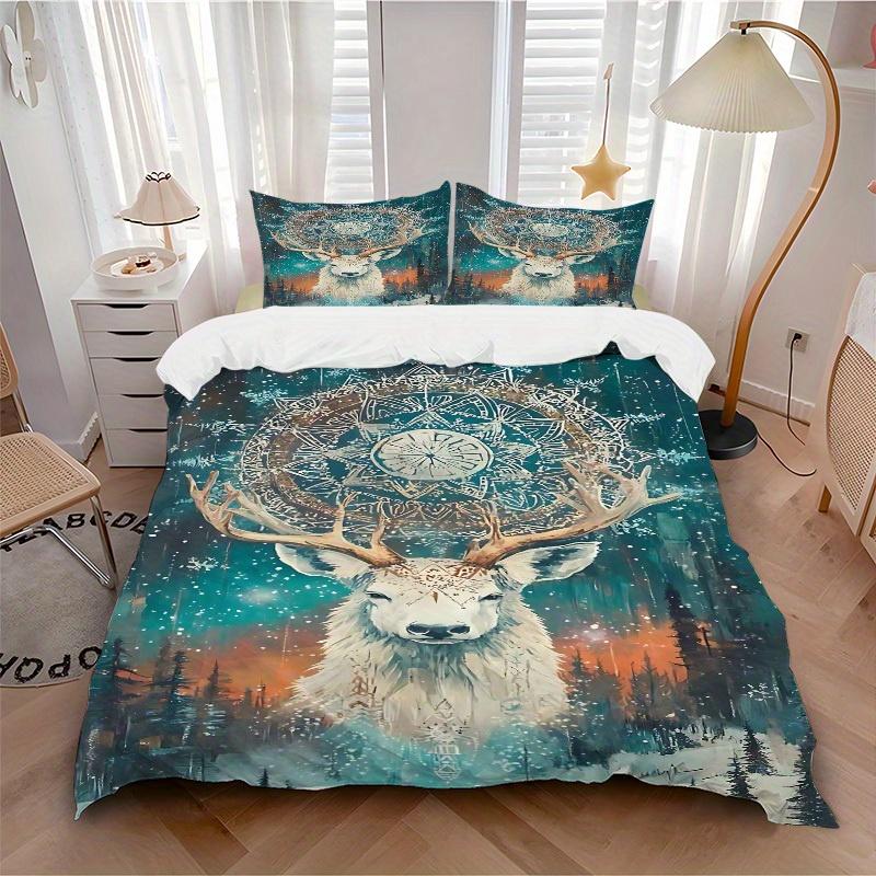 

3pcs Animal-themed Winter Deer Soft and Comfortable Breathability, Bedding Set, Machine Washable, Suitable for All Seasons171 135x200cm