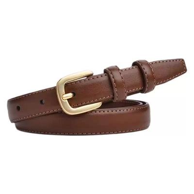 Women's PU Leather Belt Thin Pin Buckle Fashion Waistband for Jeans Dresses Simple Decorative Belt for Girls 1.8cm Width Black