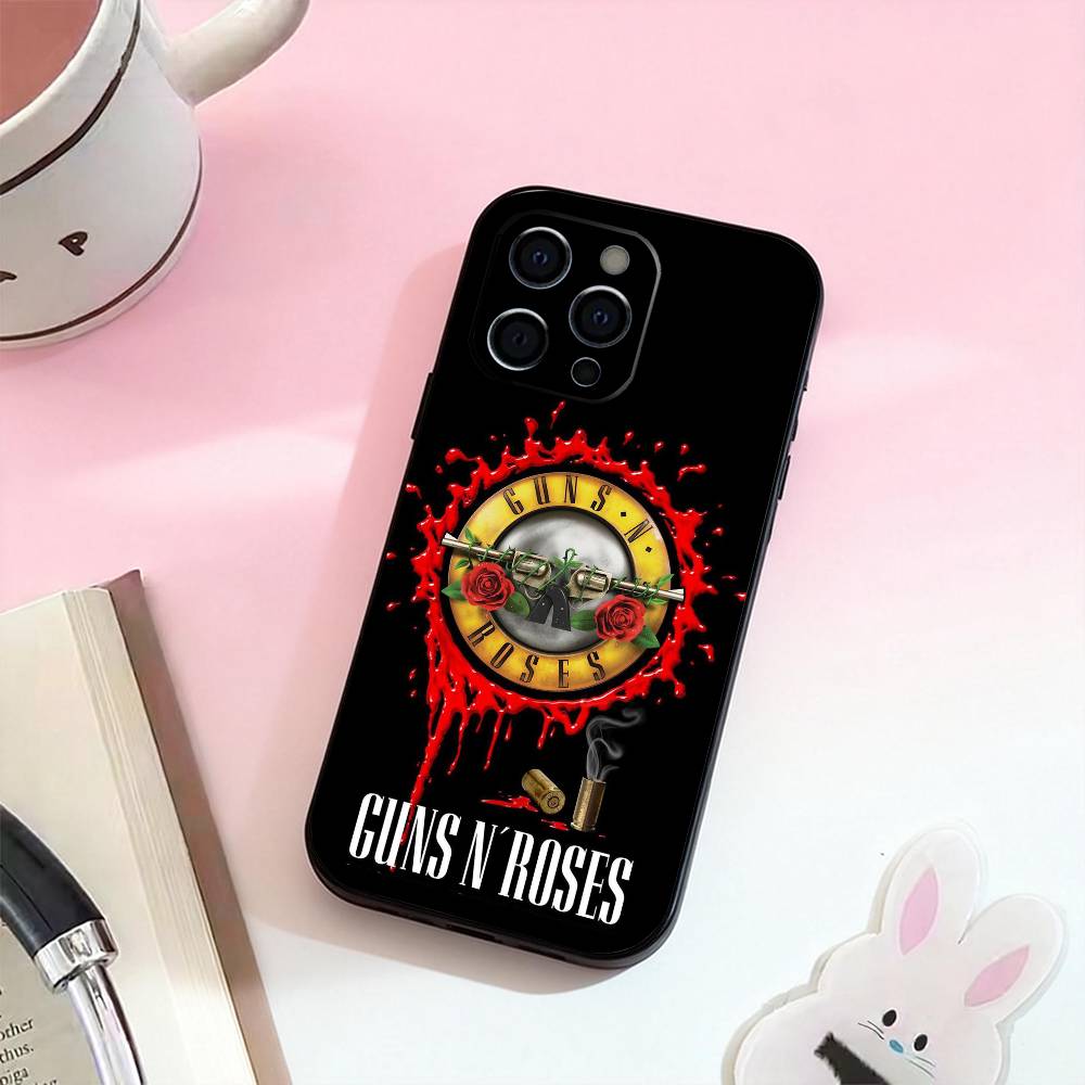 Band G-Guns N Roses    Phone Case For iPhone 17,16,15,14,13,12,11 Plus,Pro Max,Soft Silicone Black Cover