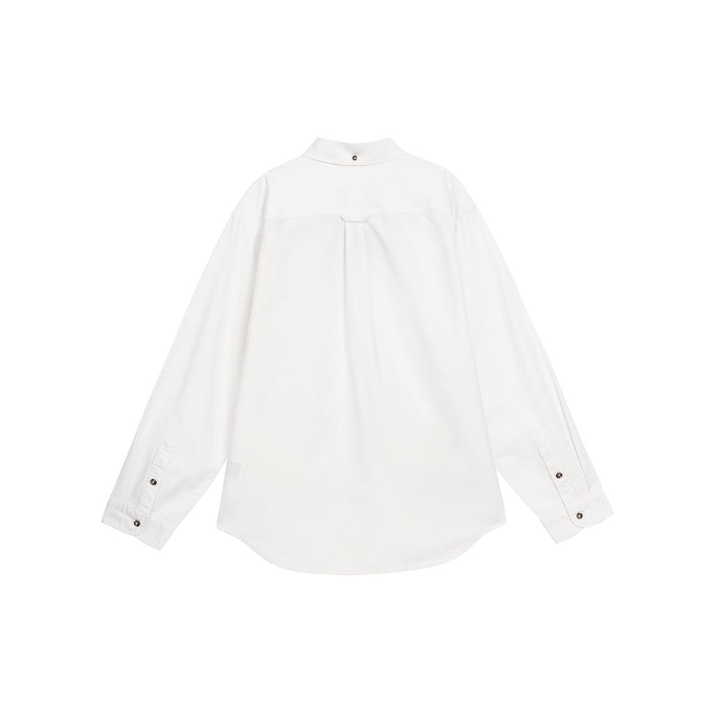 Nike Solid Color Square Collar Casual Long Sleeve Shirt Men shirts White FN3126-121