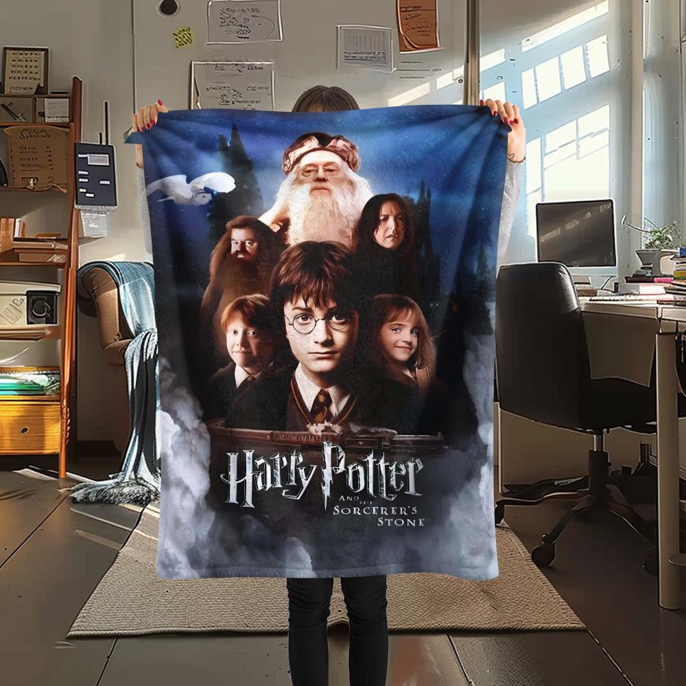 1Pc Magic School Story Print Flannel Blanket, High quality Comfortable for All Seasons, Home Decor, Warmth and Comfort, Perfect for Gifts