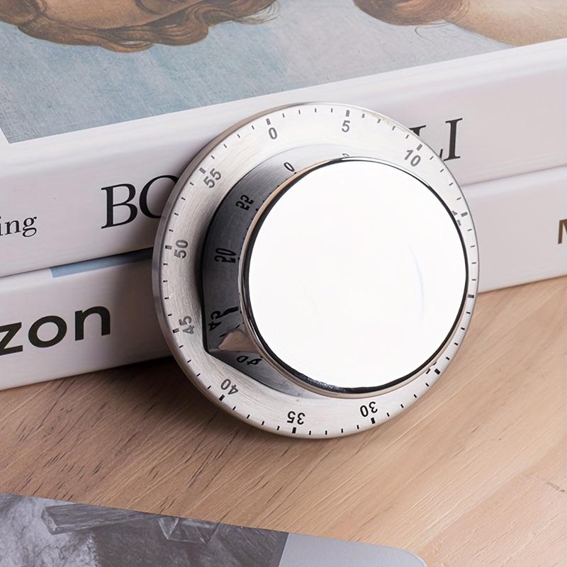 1pc Stainless Steel Chef Timer with Loud Alarm No Batteries Needed, Magnetic Backing, 60Minute Dial for Cooking, Baking, Reading Homework
