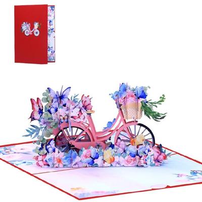 Elegant 3D Flower and Butterfly Bicycles Card Popup 3D Flower and Butterfly Bike Card for Special Gifting Experience