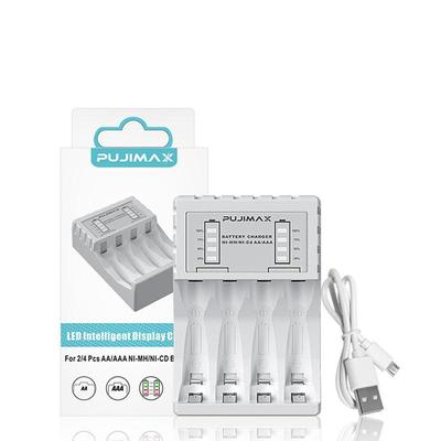 PUJIMAX Battery Charger for 2/4 AA/AAA Ni-MH/Ni-Cd Batteries with LED Display