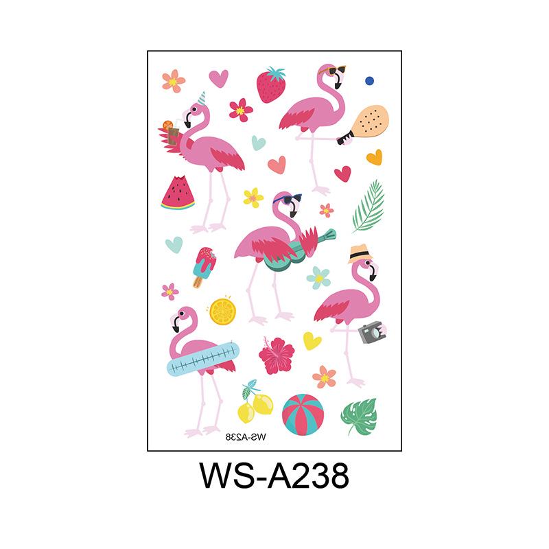 

Экологичные временные тату-наклейки с фламинго - Водостойкие, устойчивые к поту, мультяшный дизайн животных для детей 120 x 76 mm