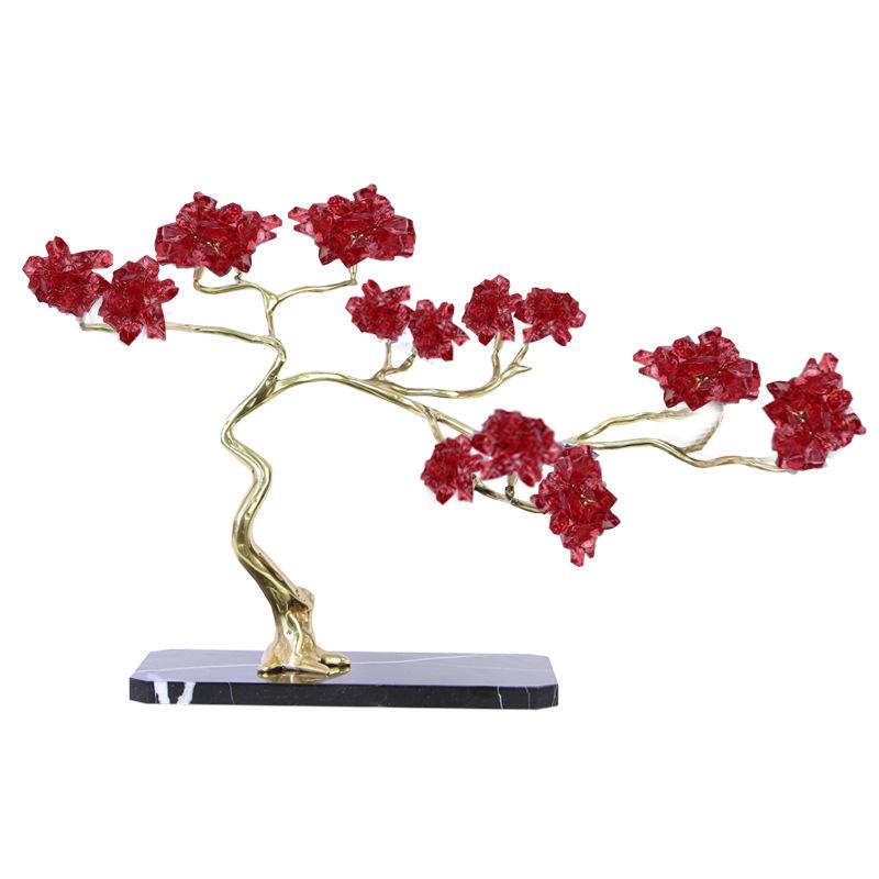Фиолетовое Хрустальное Дерево Золотое Дерево Металлическое Ремесло Хрустальная Скульптура Латунная Скульптура Металлические Декоративные Фигурки Украшение Комнаты
