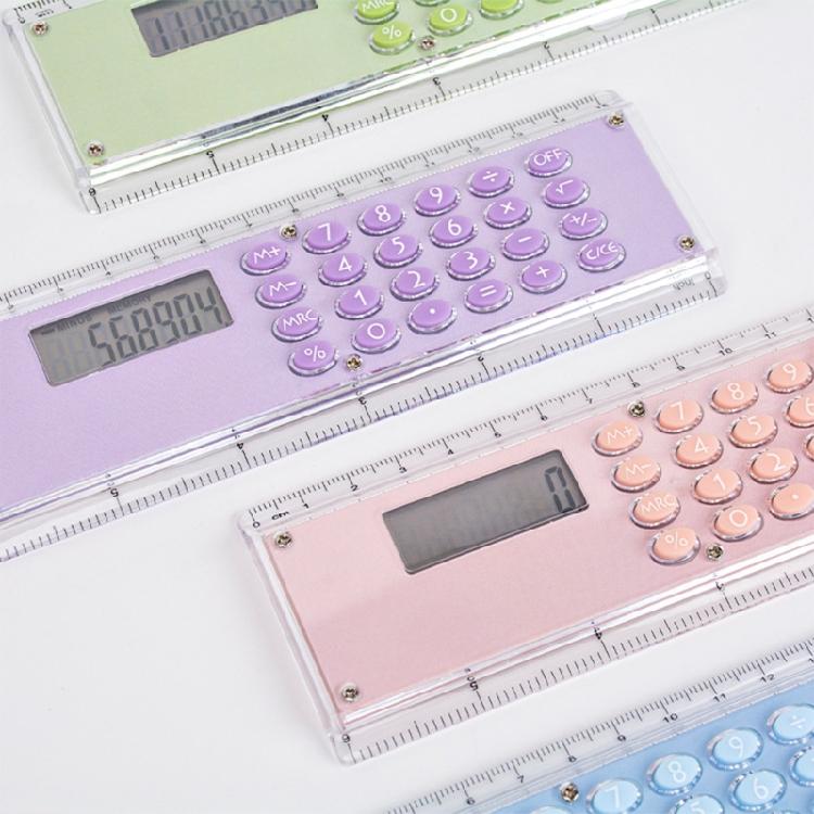 8-siffrig elektronisk kalkylator i 15 cm linjal Bärbart verktyg för klassrumskontorsbruk Mätskala Gåva
