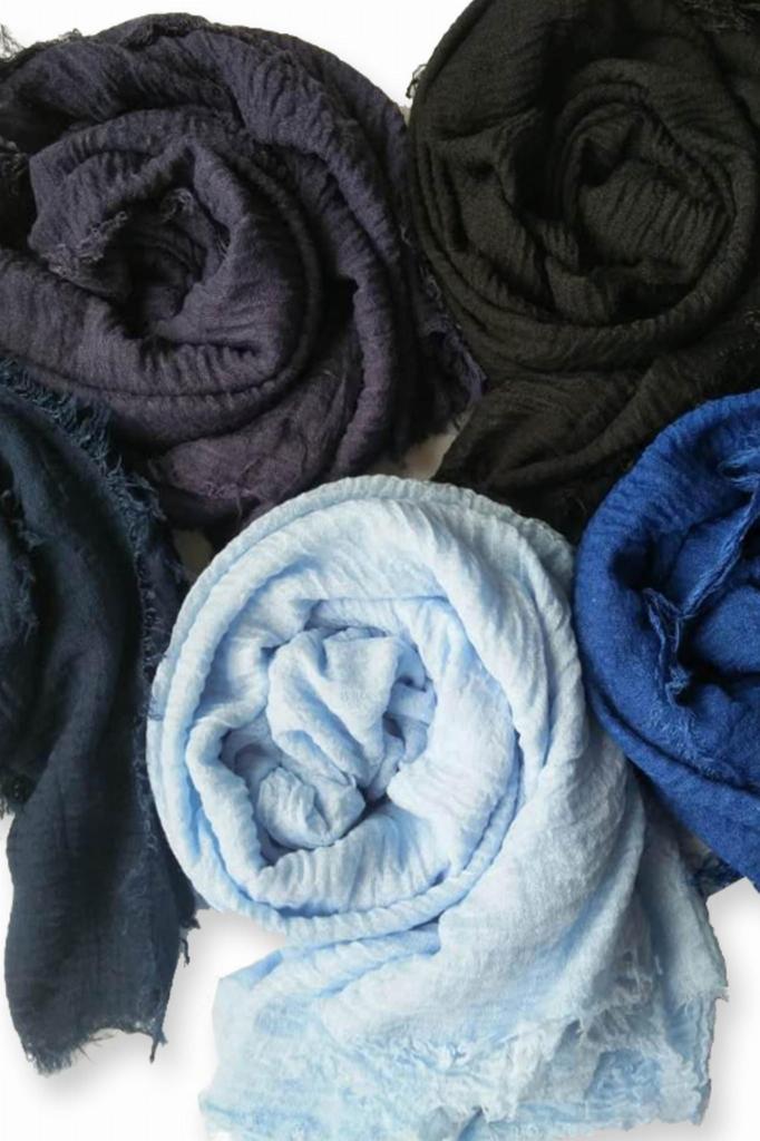 Women' Ink Blue Scarf 180x85 - Elegant, Smooth and Light Shawl in a Deep Color