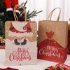 Christmas Candy Gift Box with Handle Kraft Paper Cookie Snack Packing Bags Santa Claus Snowflake Pattern Xmas Gifts Packaging