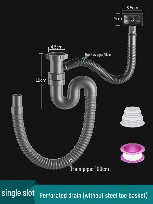 Утолщенная пластиковая одинарная сливная труба для раковины