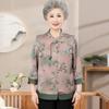 Elderly Women's Summer Floral Silk Blend 3/4 Sleeve Top