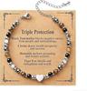 Triple Protection Bracelet Maternity Bracelet Beaded Ladies Pregnancy Gift Obsidian Aquamarine Moonstone Bracelet Women