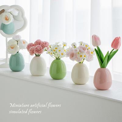 Runde Blumenvase Keramikvasen für Blumen Schreibtischzubehör Raumdekoration Mini Hydroponik-Vase Dekoration Heimdekoration