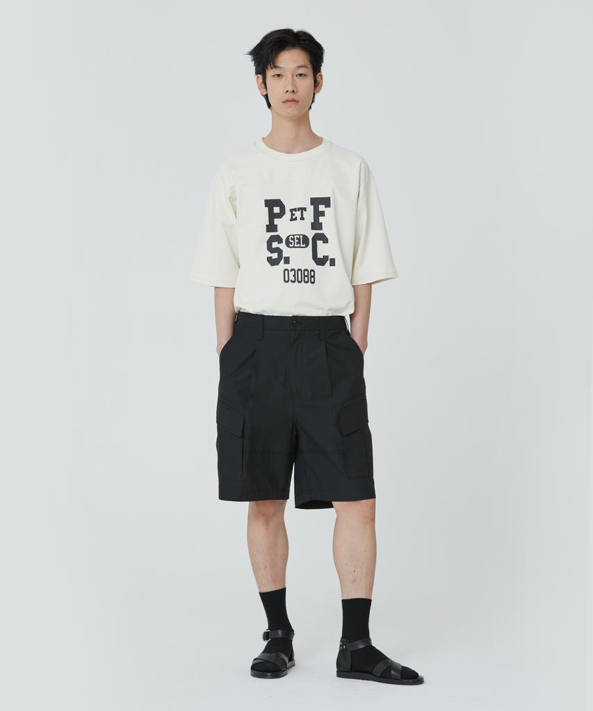 PUBLICFIGURE Chambray Patch Pocket Half Pants_Black