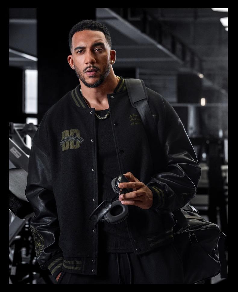 Men's Retro American Letter Embroidery Baseball Jacket - Casual Loose Fit for Spring and Autumn