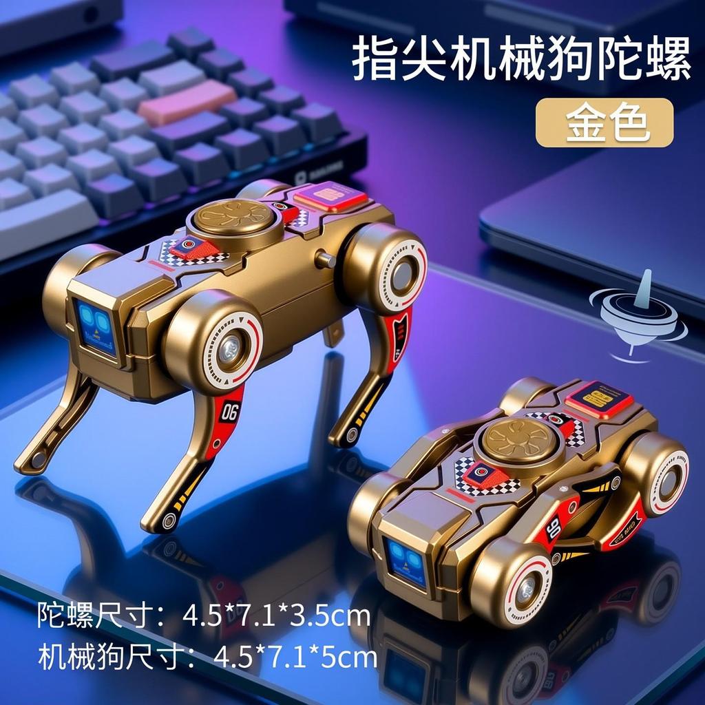 Educational Transformable Robot Toy for Children, Machine Dog Figure Can Turn into Tank, Portable Fidget Spinner Toy