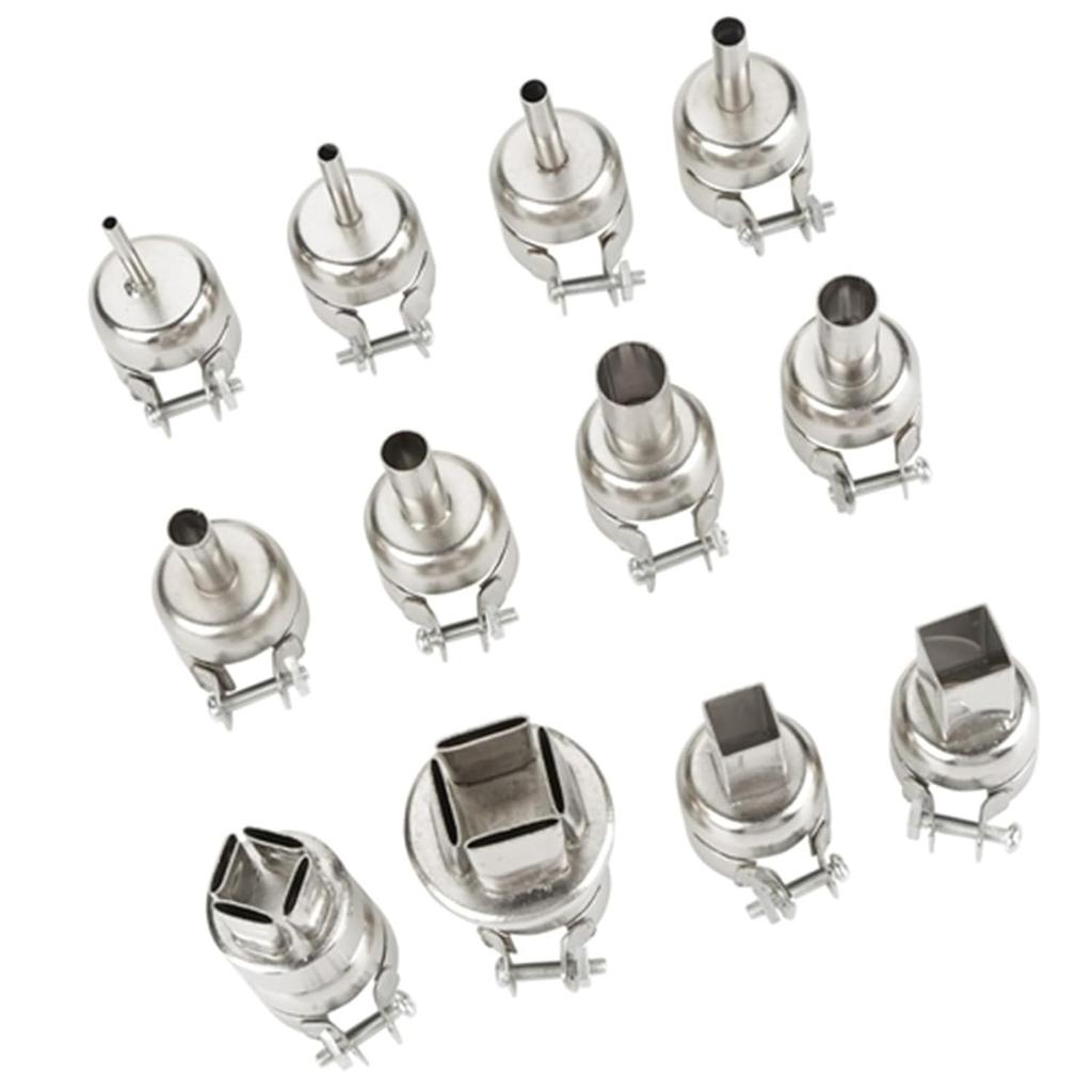 12Pcs Heat Proof Nozzles Kit, Hot Air Nozzles Hot Air Rework Station Nozzles for 850 Hot Air Soldering Station Repair Tool Accessory