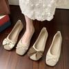 Lovely Sweet Flats for Women Summer Casual Slip on Round Toe Shoes for Women Solid Stretch Fabric Butterfly Knot Casual Shoes