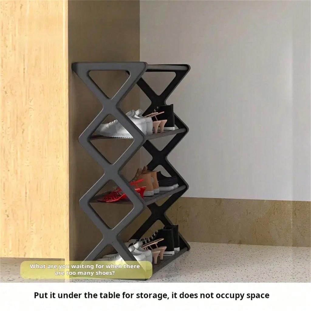 4-layer Stackable Shoe Rack, Expandable and Adjustable Fabric Shoe Rack Storage Rack